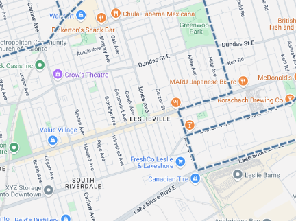 Leslieville Map